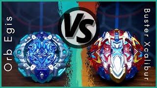 Orb Egis vs Buster Xcalibur  on Real Life Beyblade Stadium