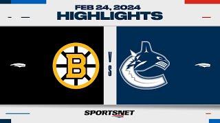 NHL Highlights  Bruins vs. Canucks - February 24 2024