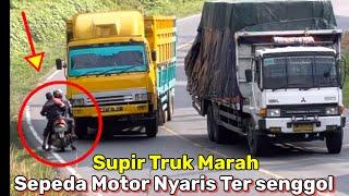 Supir Truk Marah Sepeda Motor Nyaris Ter Senggol