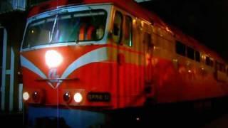 LG Russian Diesel locomotive TEP 70 0332 at Vilnius at night 2012-01