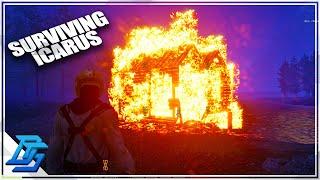 HUNTING BEARS WITH BOW BUILDING A WOOD HOUSE & IT BURNT DOWN ICARUS GAMEPLAY - ICARUS BETA - Ep.2