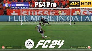 FC 24 Old Gen PS4 Pro Gameplay 4K HDR England vs Switzerland Euro 2024 Penalty Shootout