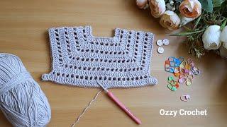 طريقة الصدر المربع كروشيه بغرزة مفرغة _#crochet_stitches