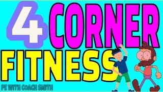 4 Corner Fitness- PE Warm Up Activity - LOCOMOTOR Movements & Exercises