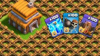 100 Wall Breakers Spell Lighting Spell Earthquake ATTACK BASE Full Wall lvl 1 COC