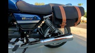 Hepco and Becker Legacy Courier Canvas Saddle Bag Installation on a Moto Guzzi V7 850 Special