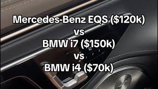 MB EQS vs BMW i7 vs BMW i4 Interior Quality  Push Squeak Rattle Test