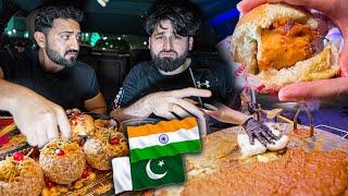 Pakistanis Trying INDIAN Street Food in Saudi Arabia  Pani puri Pav bhaji Chole Bhature Vada pav