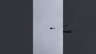 Helicopter flying over nearly empty Santa Monica Beach 32220