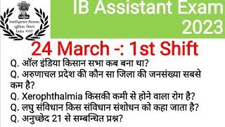 IB Security AssistantMTS Exam Analysis 2023  24 March 1st Shift  IB SA MTS EXAM Today Analysis