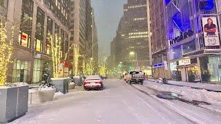 ⁴ᴷ⁶⁰ Walking During New York Citys Major Snowstorm at 7 AM December 17 2020