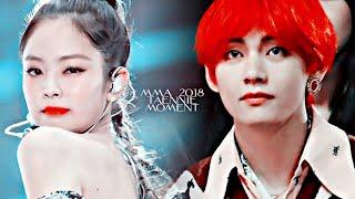 taennie moments » taehyung reaction to jennie  mma 2018