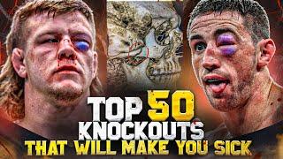 The Most Brutal Top 50 Knockouts  MMA Kickboxing & Boxing Craziest Knockouts