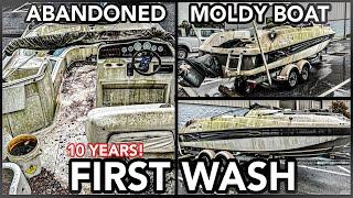 ABANDONED Barn Find  Moldy Boat First Wash In 10 Years  Satisfying Car Detailing Restoration