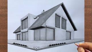 How to Draw a House in 2 Point Perspective