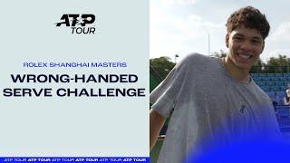 ATP Tennis Players Attempt The Wrong-Handed Serve Challenge