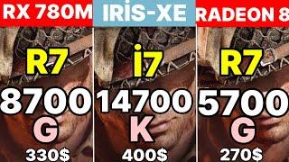 R7 8700G  VS R7 5700G İGPU VS İ7 14700K IRİS XE AMD 8700G RX 780M  İGPU GAMİNG BENCHMARK