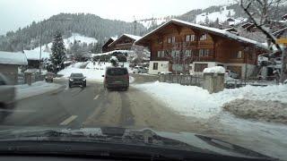 Driving through the beautiful snowy Swiss Alps from Münsingen to M. de Sel de Bex in 4K Part 12