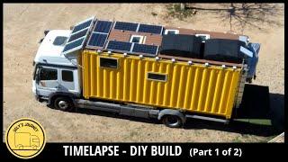 Full TIMELAPSE  Container home on wheels DIY build  RELAXING & NO TALKING PART 1