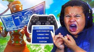 MY LITTLE BROTHER PLAYS ON OLD SCHOOL CHALLENGE HE CANT BUILD   **FUNNY**  FORTNITE BR