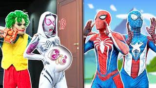 What If 5 SPIDER-MAN in 1 HOUSE ??  Rescue Pregnant White Spider  Kidnapped By JOKER - Bunny Life