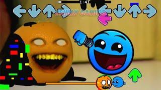 SWAP FNF Geometry Dash 2.2 vs Annoying Orange Sings Sliced Pibby  Fire In The Hole FNF Mods