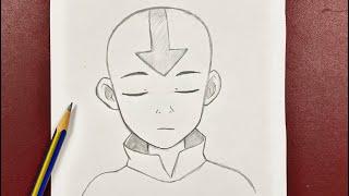 Easy cartoon drawing  how to Aang THE AVATAR  step-by-step