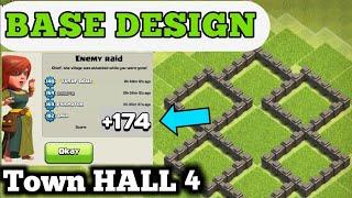 clash of clans - best town hall 4 defense base design  th4 base  town hall 4 base defense