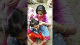 Routine Lightly Oiling for My Long Hair Care Nitpicking  LicePicking  Simple Hairstyle By Mother