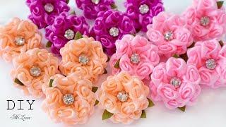 ЦВЕТЫ ИЗ УЗКОЙ ЛЕНТЫ МК  DIY Narrow Ribbon Flowers