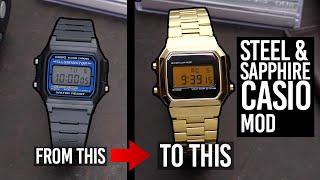 Turning a $15 plastic Casio into a Luxury Digital watch - NEW A-168F-105 Mod kits from SKXMod