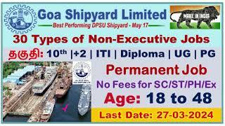 Goa Shipyard Limited Non-Executive Recruitment 2024 – Apply Online for 106 Posts