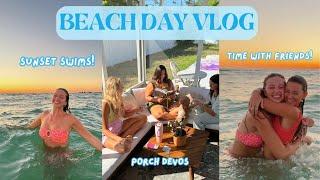VLOG girls weekend sunset swim at the beach pool day & hang with friends