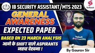 IB Security Assistant GK Expected Paper   General Awareness Analysis For IB SA & MTS  Gaurav Sir