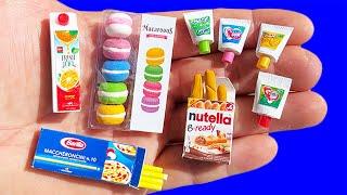 DIY MINIATURE REALISTIC HACKS AND CRAFTS NUTELLA MACARONS GUM JUICE PASTA