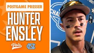 Tennessee Baseball Hunter Ensley reacts to 6-1 win over North Carolina in CWS