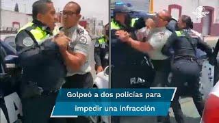 Te voy a reventar... elemento de la Guardia Nacional agrede a policías en Puebla