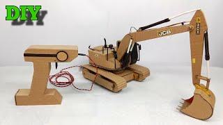 Make A JCB Excavator At Home Step By Step  Remote Control JCB Excavator - Cardboard JCB Excavator