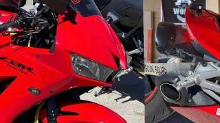 2013 HONDA CBR 600RR Exhaust Sound Comparison  TWO BROTHERS vs CS RACING