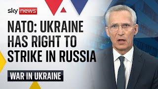 NATO chief Ukraine has right to hit military targets inside Russia  Ukraine War