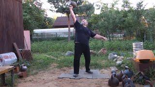 ЖИМ СТАРИННОЙ ЦАРСКОЙ ГИРИ 2 ПУДА ХВАТОМ ЗА БОК ДУЖКИ 325 KG OLD TIME KETTLEBELL SIDELONG PRESS