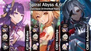 【Spiral Abyss 4.6 F12】Chevreuse C6 Edition C0R1 Yoimiya C2R1 Raiden and C0R1 Arlecchino - 1st Half
