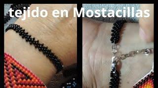 cómo hacer tejido o cadena en Mostacillas para collar o pulsera paso a paso