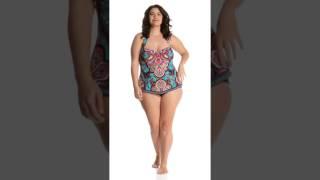 24th & Ocean Plus Size Bejeweled Retro Bandeau Tankini Top  SwimOutlet.com