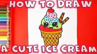 How to Draw Cute Ice Cream in a Cone