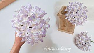 DIY Hydrangea flowers from Satin Ribbon  Amazing flowers  4K  Satin Crafts  CyzecoSRF#6