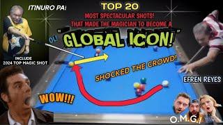 TOP 20 WORLD GREATEST SPECTACULAR SHOTS THAT SHOCKED THE CROWD & MADE EFREN REYES AS A GLOBAL ICON