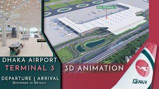 Dhaka Airport 3rd TERMINAL  3D animation  International Departure & Arrival Details Explained