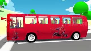Wheels On The Bus Go Round And Round with Spiderman Nursery Rhymes