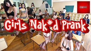 Girls without clothes prank in classroom #prank #japanese